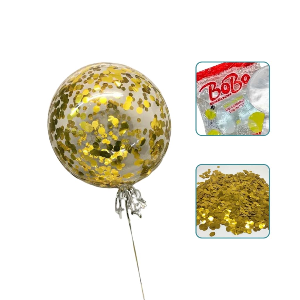 10 Bubble 24 Polegadas + 10g Confetes Dourado- Envio Rápido