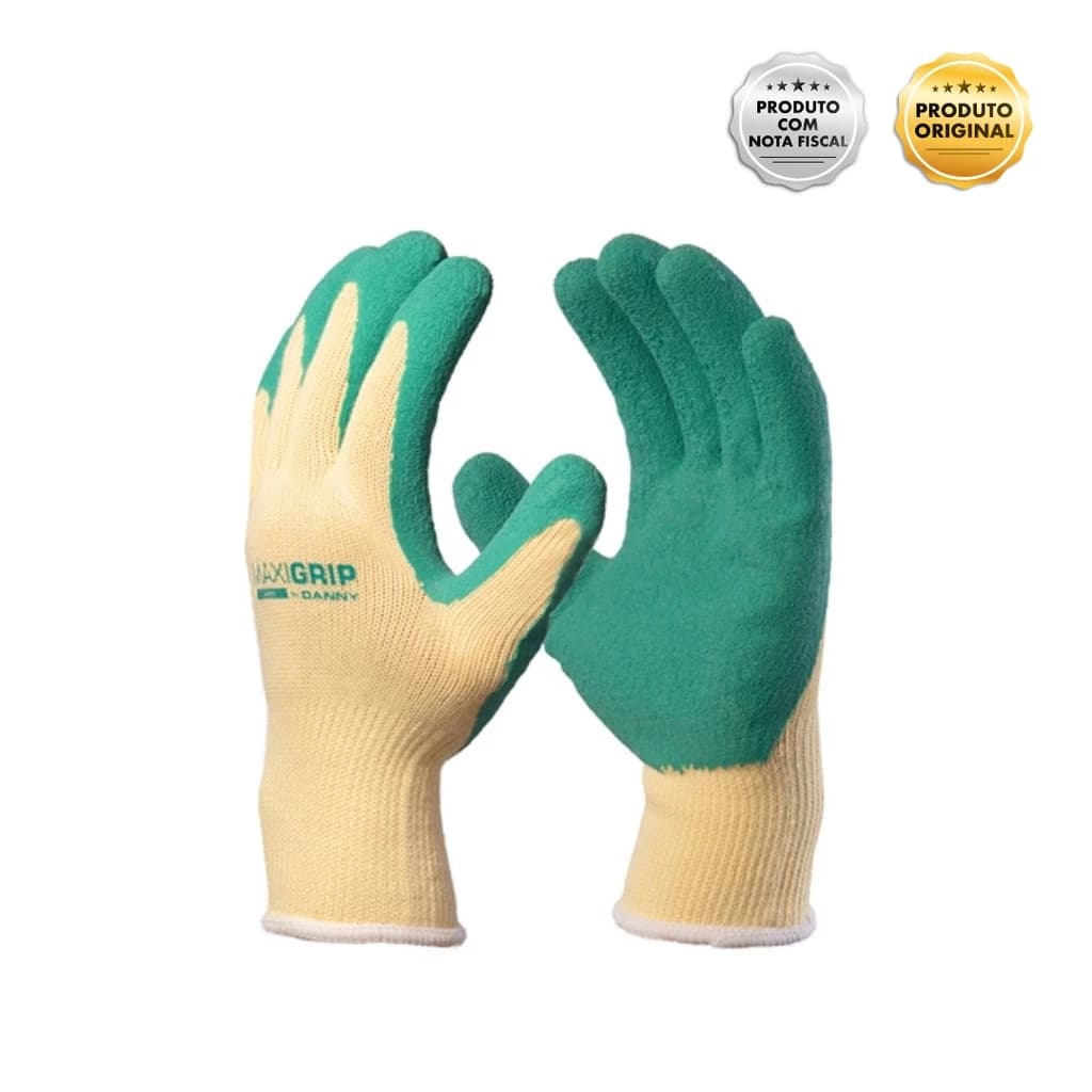 kit com 2 pares de luvas Maxgrip latex Danny