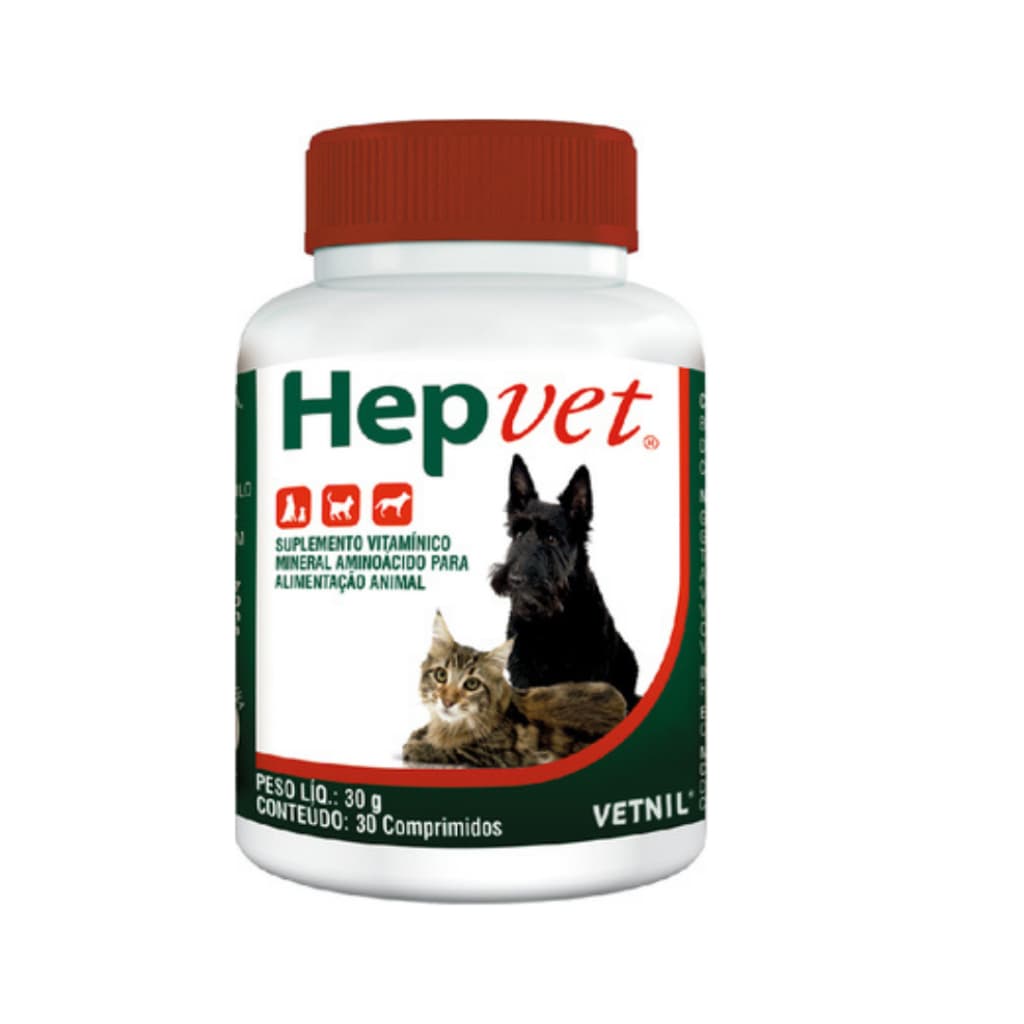 Hepvet Suplemento Vitamínico para Cães e Gatos 30 comprimidos