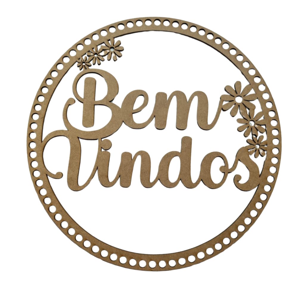 Placa Base Redonda Fio De Malha Croche 30cm Mdf, Bem Vindos, mandala para artesanato,  aceita pintura, apliques
