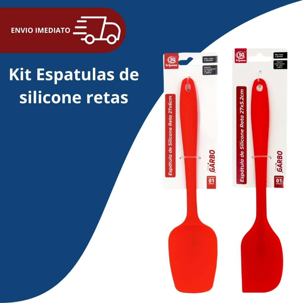 Kit Espátulas de Silicone Espátula reta e Espátula pão duro Espátulas com 27cm Grande