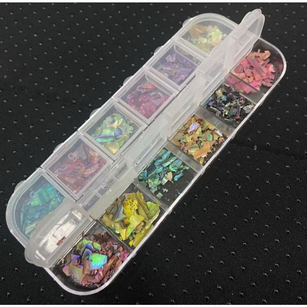 Kit Estojo C/12 Madre Perola Furta Cor Para Decoração De Unhas
