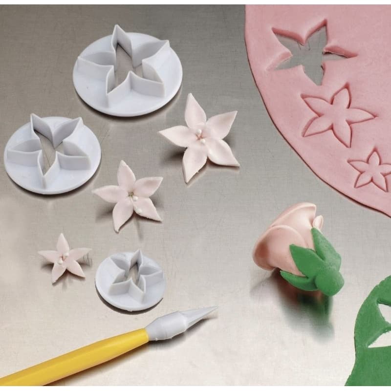 Kit cortador modelador sépala de rosa flor para pasta americana, biscuit e artesanato