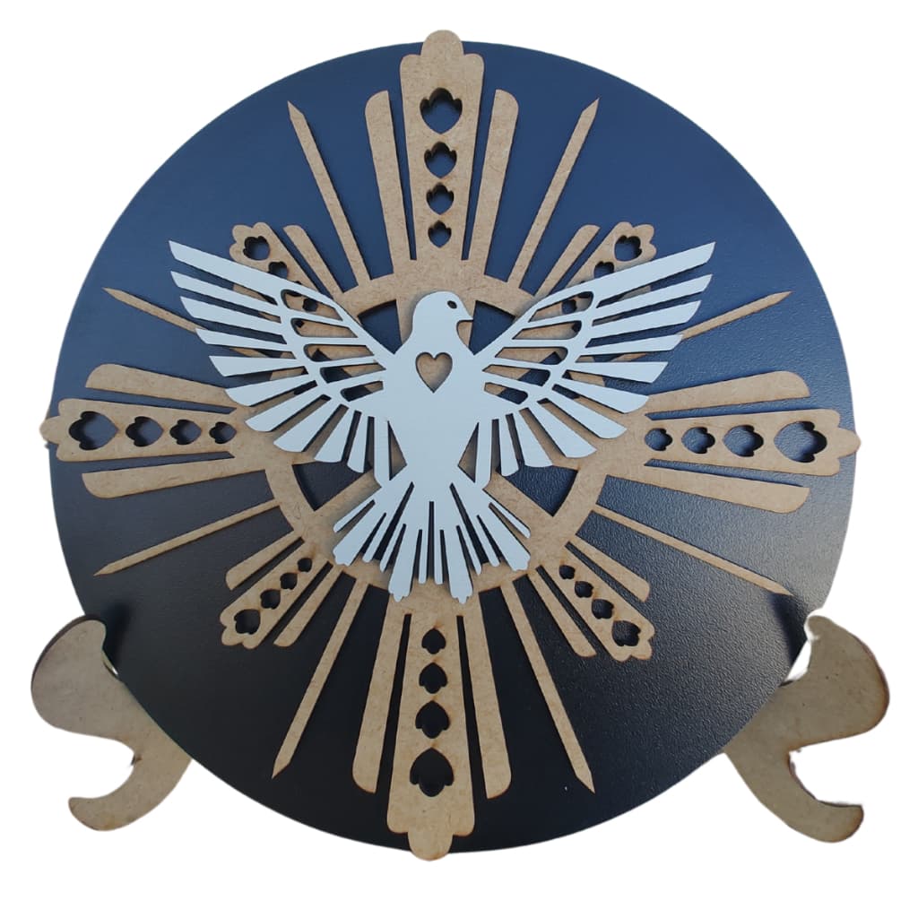 Mandala Espírito Santo Premium - Placa 3 Camadas Em Mdf - plaquinha religião católica, decoração de mesa 20cm