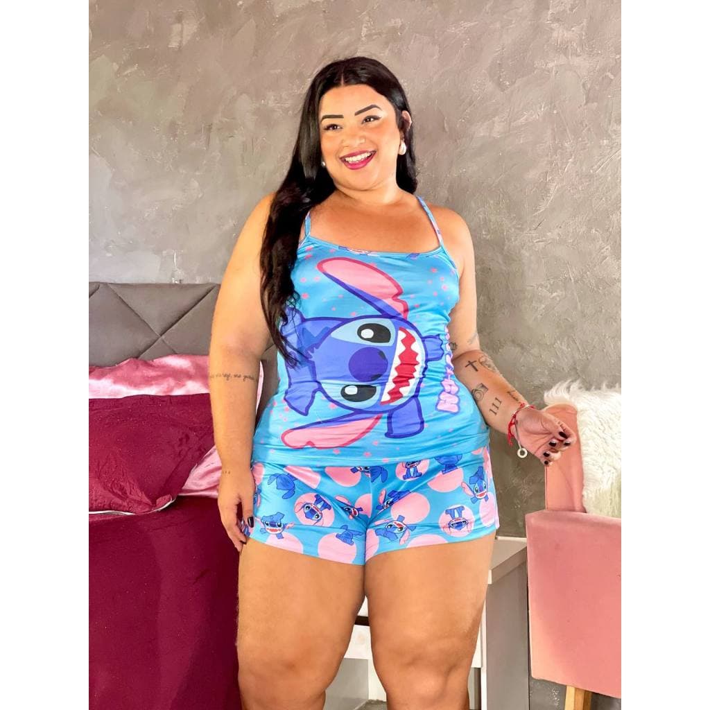 Pijama Feminino Curto Short Baby Doll Plus Size Personagens