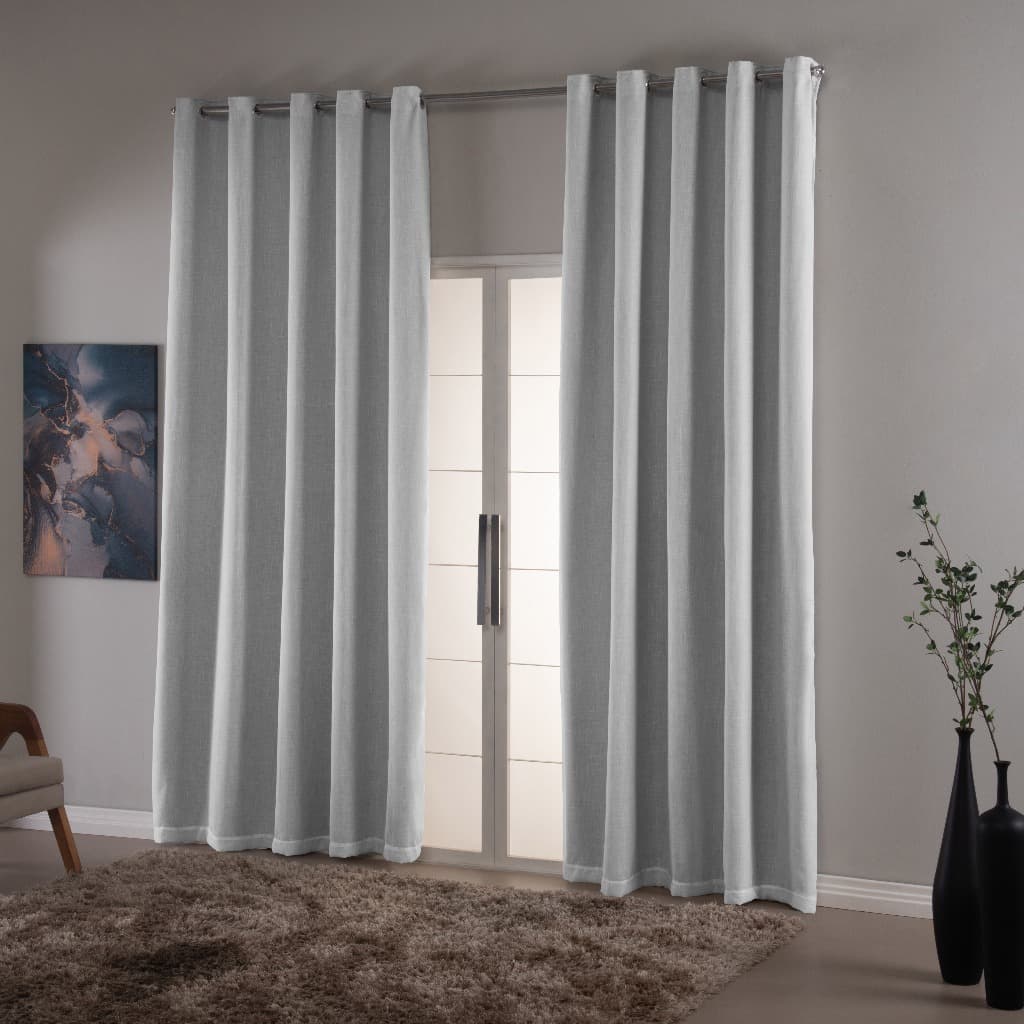 Cortina 5,00x2,80 Blackout Voil Linho Flame Quarto Ou Sala