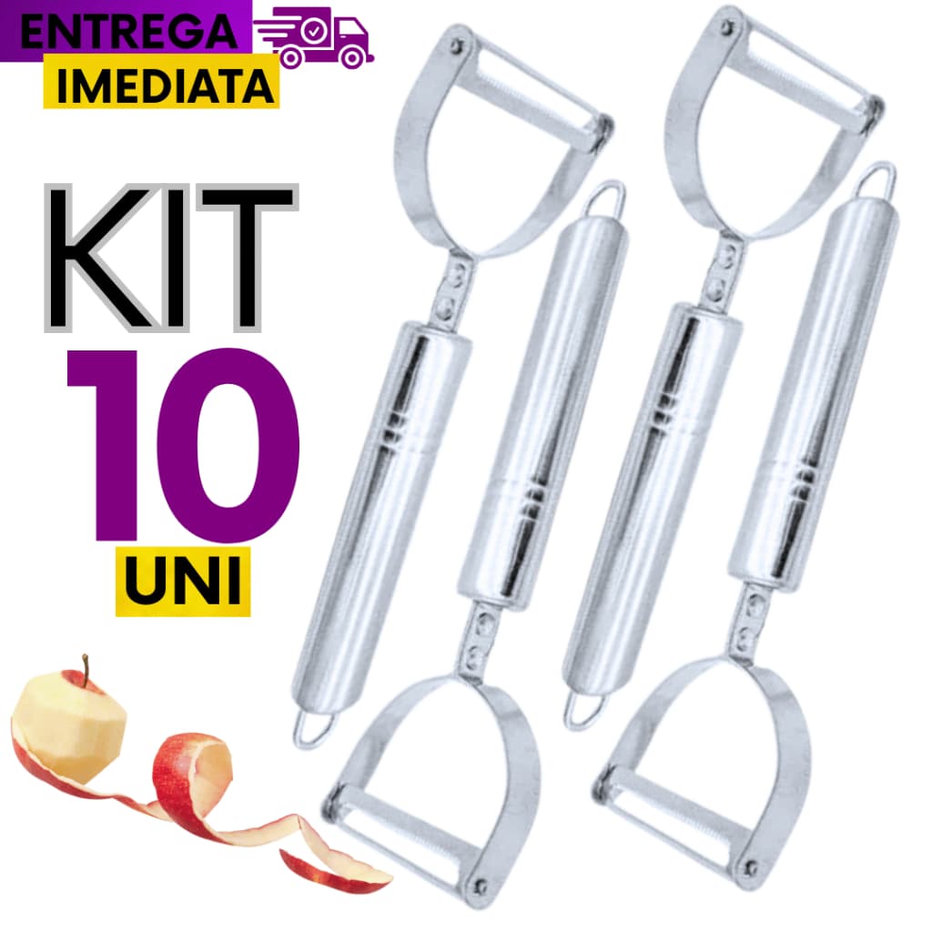 Jogo Kit Pascoa com 10  Descascadores de Legumes em  Inox  para sua Cozinha Descascar legumes Frutas