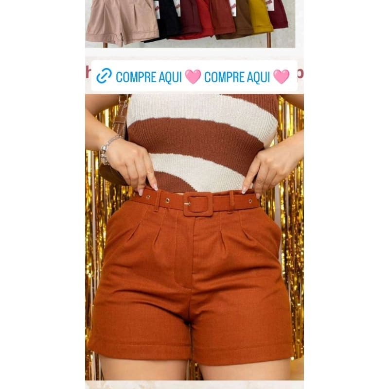 Short em Camurça com cinto acabamento perfeito