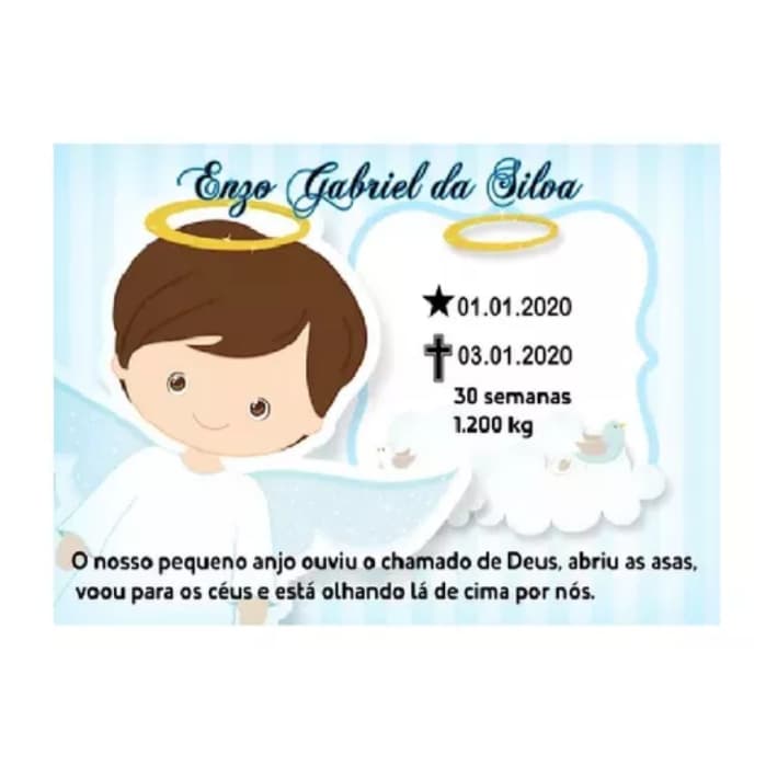 Placa Para Lapide Infantil Filho Identificação 20 X 20 Cm