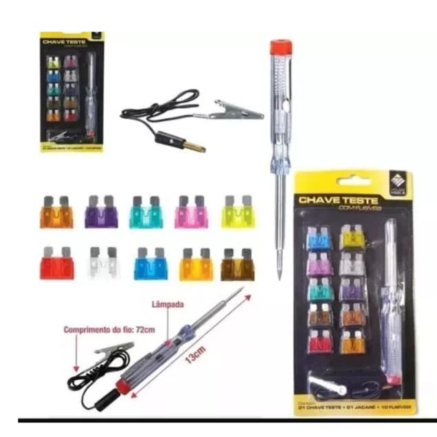 Chave Teste Com Fusíveis Premium Testador De Voltagem Kit