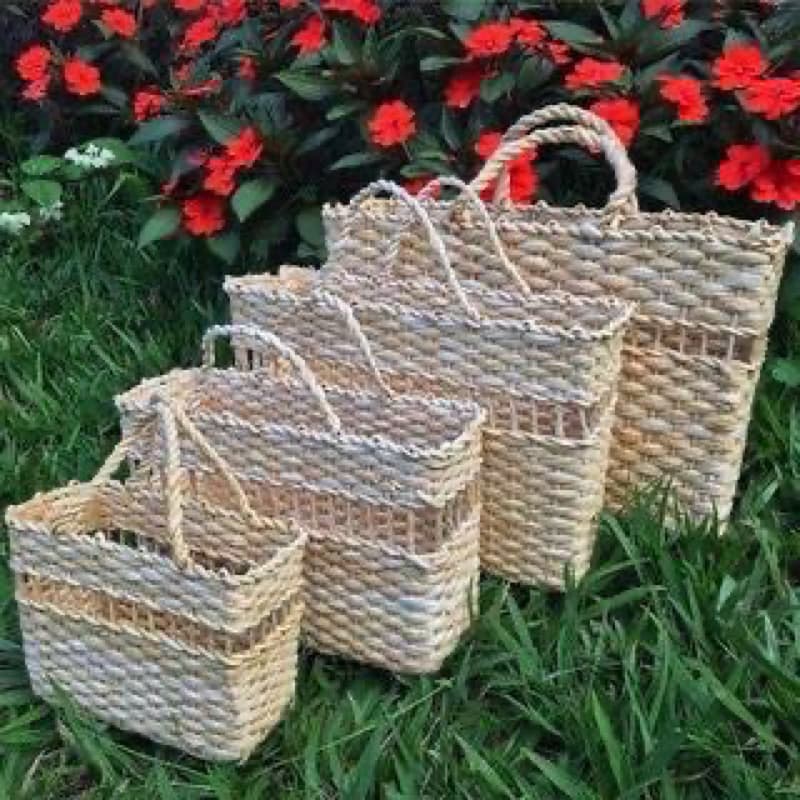 Bolsa de palha de milho moda praia cesta presente dia das mães