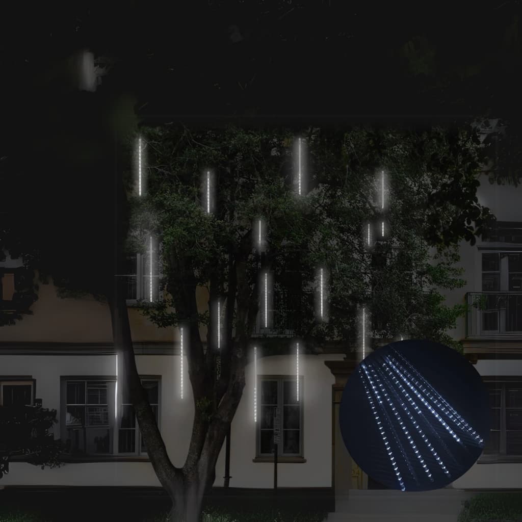 Cascata 8 Tubos Queda Pisca Pisca Chuva Gelo Meteoro Arvore de Natal Decoração Festas 50cm