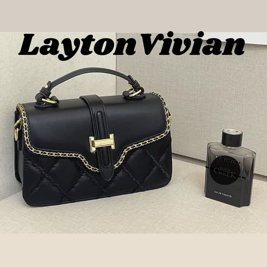 Bolsa feminina elegante LaytonVivian Edição Prestígio: Estilo baú chinês múltiplos compartimentos, alça de mão reforçado