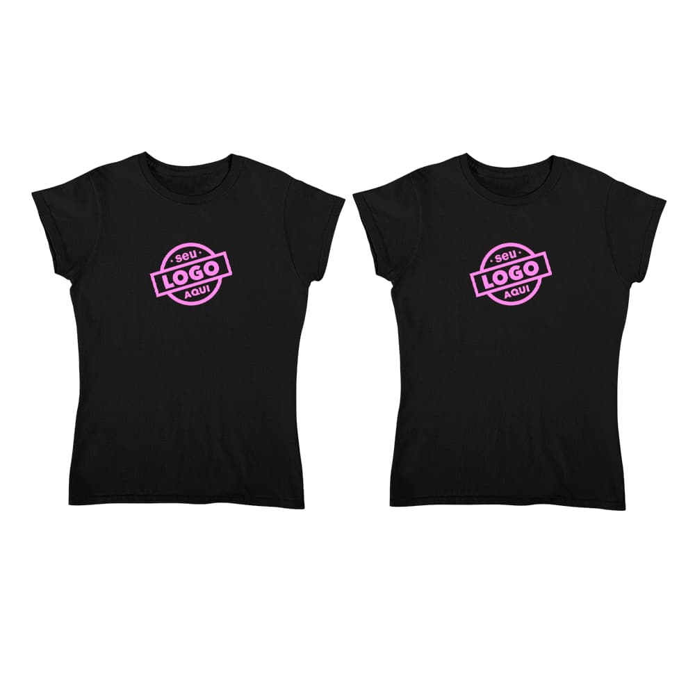 Kit 2 Camisetas Femininas Personalizadas Logo Frente e Costas  Profissão com arte à escolha
