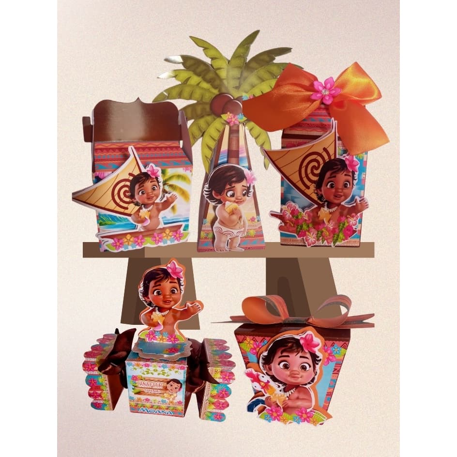 Kit festa tema MOANA BABY Caixinhas Personalizadas lembrancinhas para Festas PEGUE E MONTE