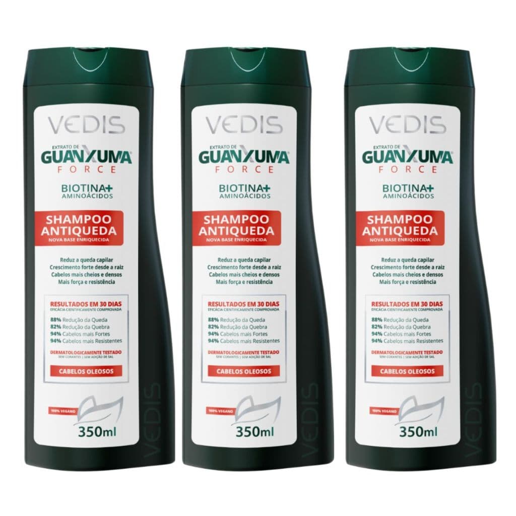 Kit 3 Shampoo Antiqueda Guanxuma Tratamento Queda Por Estresse
