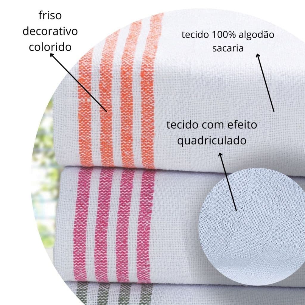 KIT 10 PANO DE PRATO GUARDANAPO EM SACARIA - BRANCO ALVEJADO 50X60