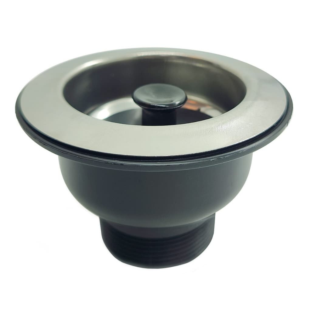 Valvula Escoamento Inox 3.1/2 Puxador Preto p/Tanque e Mictorio