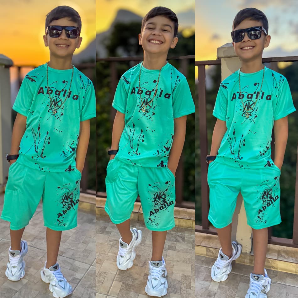 Conjunto Infantil Masculino Dry Fit Lançamento Roupa de Menino Camisa e Bermuda 4 ao 14 anos