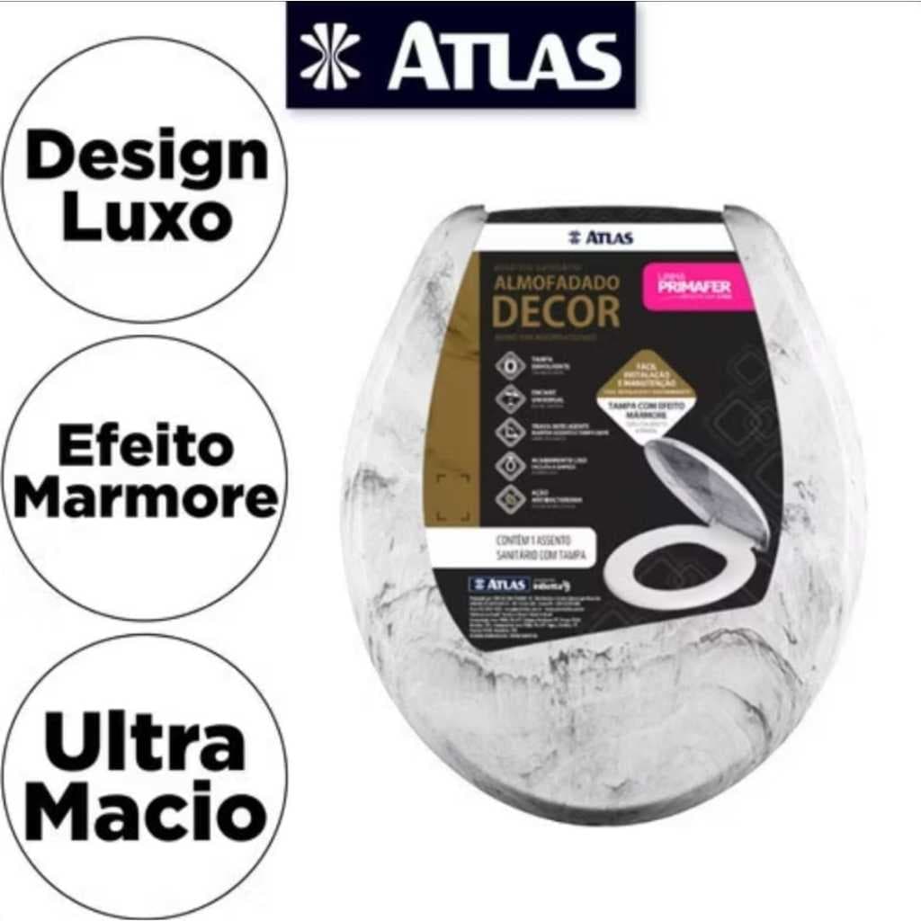 Assento Sanitário Almofadado Tampa de Vaso Universal Oval Decorativo Marmorizado