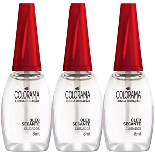 KIT 3 ESMALTE COLORAMA CUIDADOS 8 ML ÓLEO SECANTE