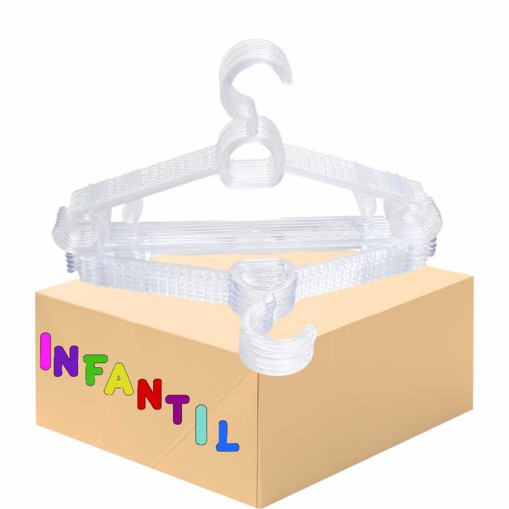 Cabide Resistente Infantil Acrilico Transparente 50 Unidades Roupas Para Crianças