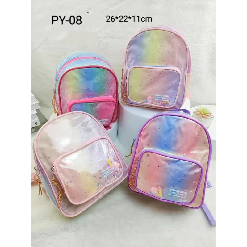 Mochila impermeável feminina para crianças e meninas viagem Princesa PVC Com Lantejoulas Tiko