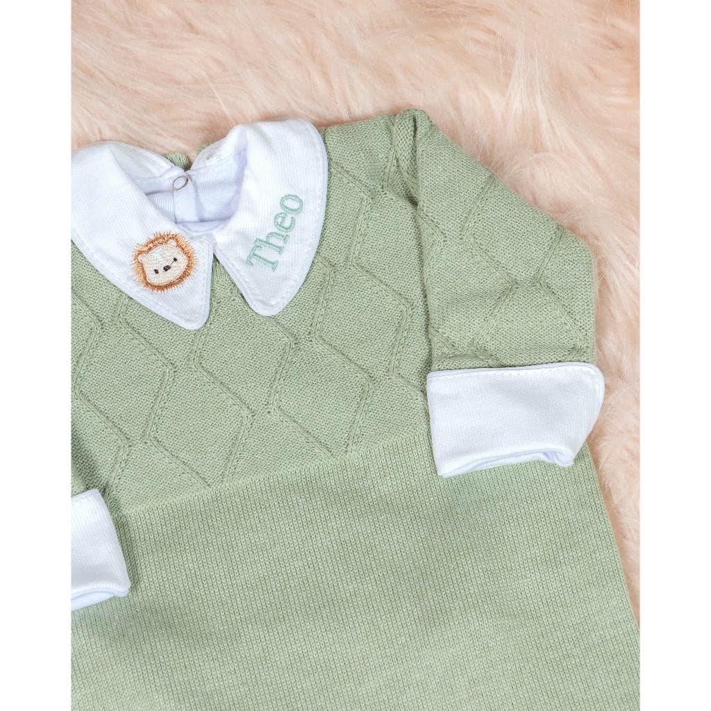 Macacão Tricot  Saída Maternidade com Body Personalizado Menino