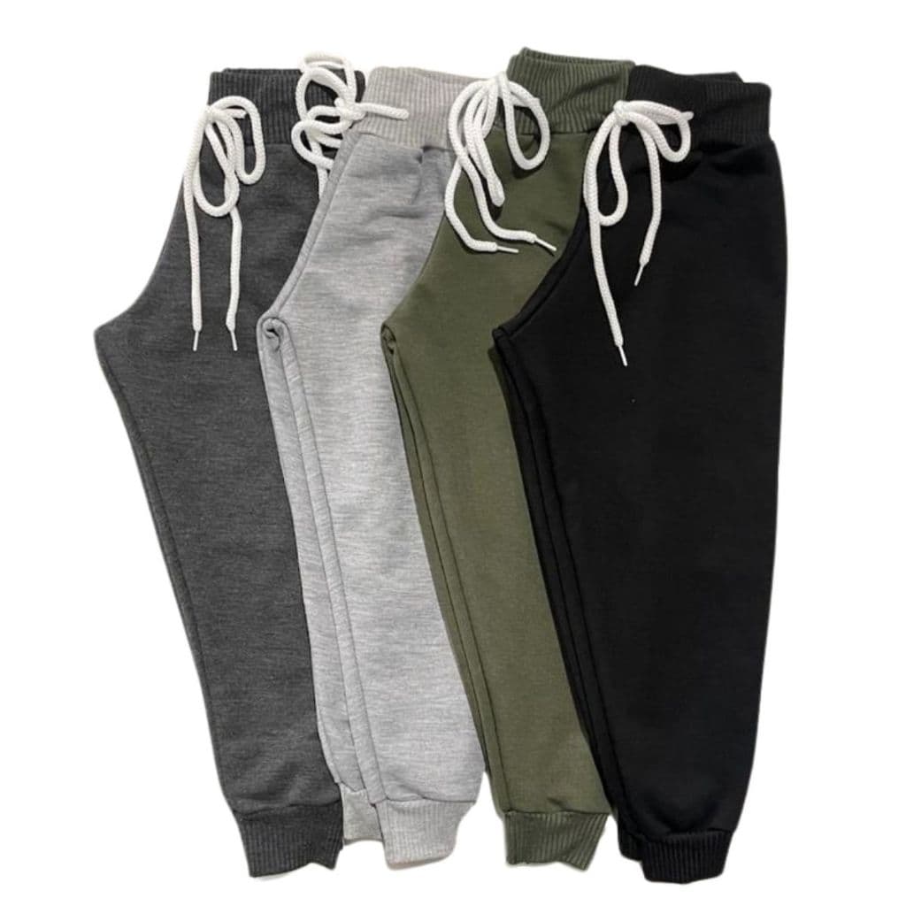 Kit 4 Calças Lisas Sem Estampa Moletom Moletinho Infantil Unissex Menina Menino Inverno