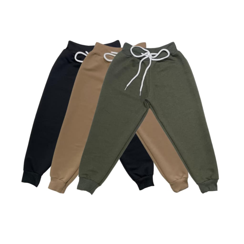 Kit 3 Calças Lisas Sem Estampa Moletom Moletinho Infantil Unissex Menina Menino Inverno