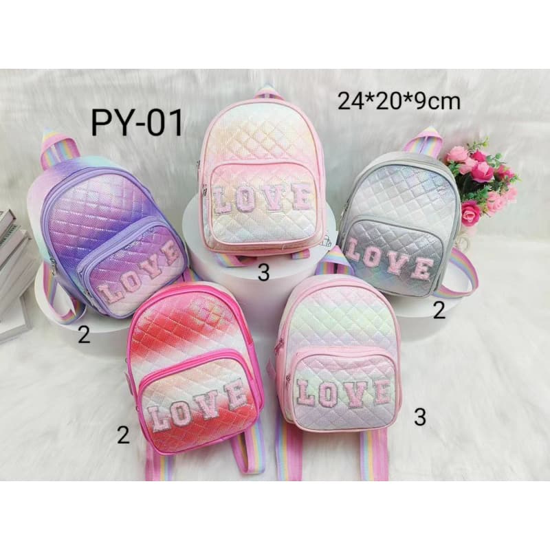Mochila escolar infantil gradiente cor princesa fofa adequada para viagens LOVE