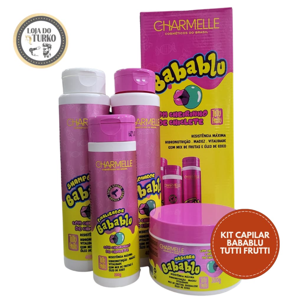 KIT CAPILAR BABABLU - TUTTI FRUTTI - CHEIRINHO MARAVILHOSO DE INFANCIA - 4 ITENS - CHARMELLE