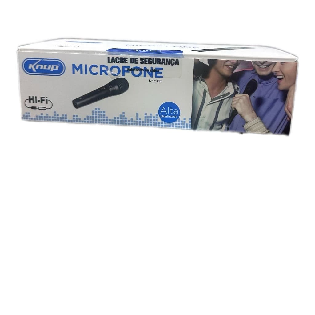 Microfone Com Fio Knup Dinâmico Kp-m0001 Preto 1 metro P