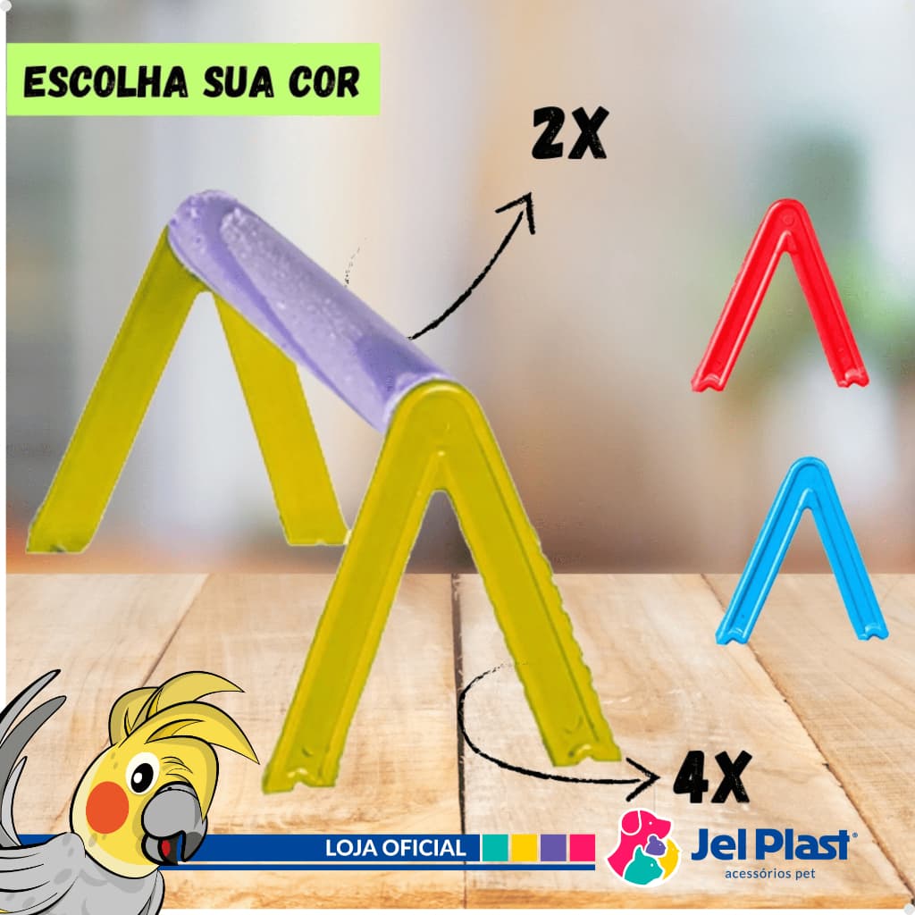 KIT 2 POLEIROS E 4 SUPORTE V ACESSÓRIOS PARA CALOPSITA