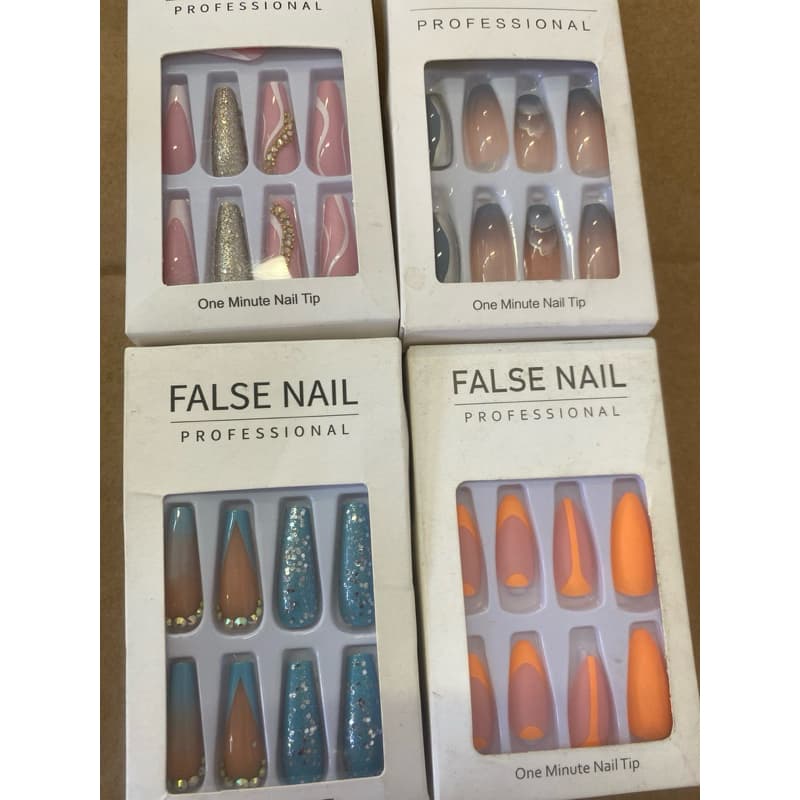 Kit 4 caixas de Unhas Postiças Bailarina Longa Decoradas
