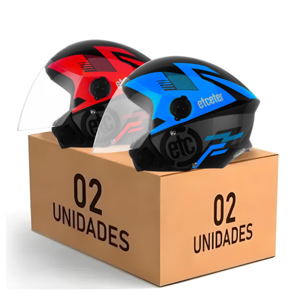Combo 2 Capacetes Kit Capacete Etceter Open Masculino Feminino Moto Motoboy Casal Aberto Conjunto NF