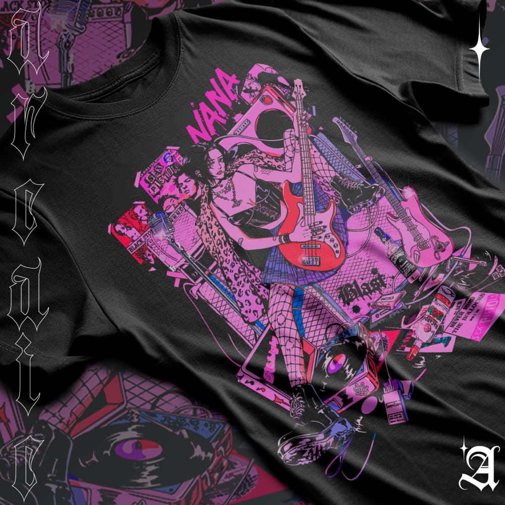 Camiseta Basica Algodao Black Stones Banda Punk Japonesa Nana Osaki Vocalista Principal