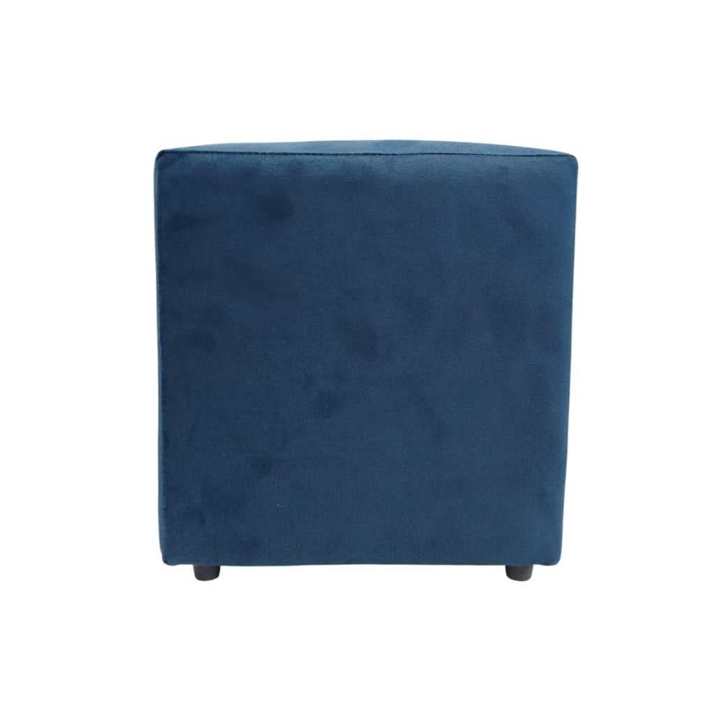 Puff Banqueta Decorativa em Veludo na cor Azul - Super Macio, Confortável e Compacto - 30x30x35