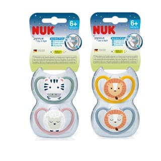 Kit 2 Chupetas  Space Dia & Noite Silicone Neutra Tam.2 +6 Meses Da Nuk