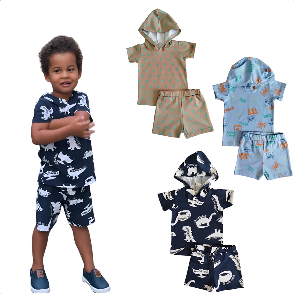 Conjunto Infantil Roupa De Menino Camiseta Shorts Verão