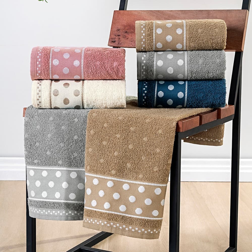 Toalha de Rosto Felpuda Macia 100% Algodão Estampada de Poá 80cm x 50cm