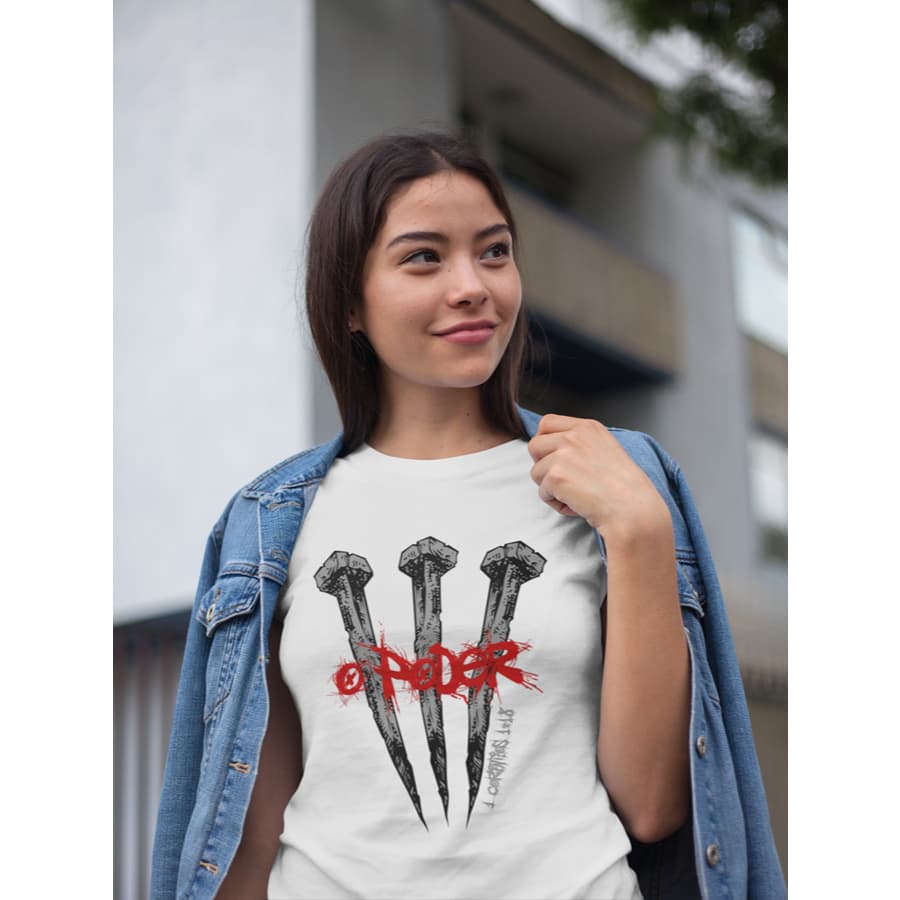 Camiseta Cristã Básica Feminina  Blusa Cristã estampada Gospel O poder Caminhada Academia Plus Size