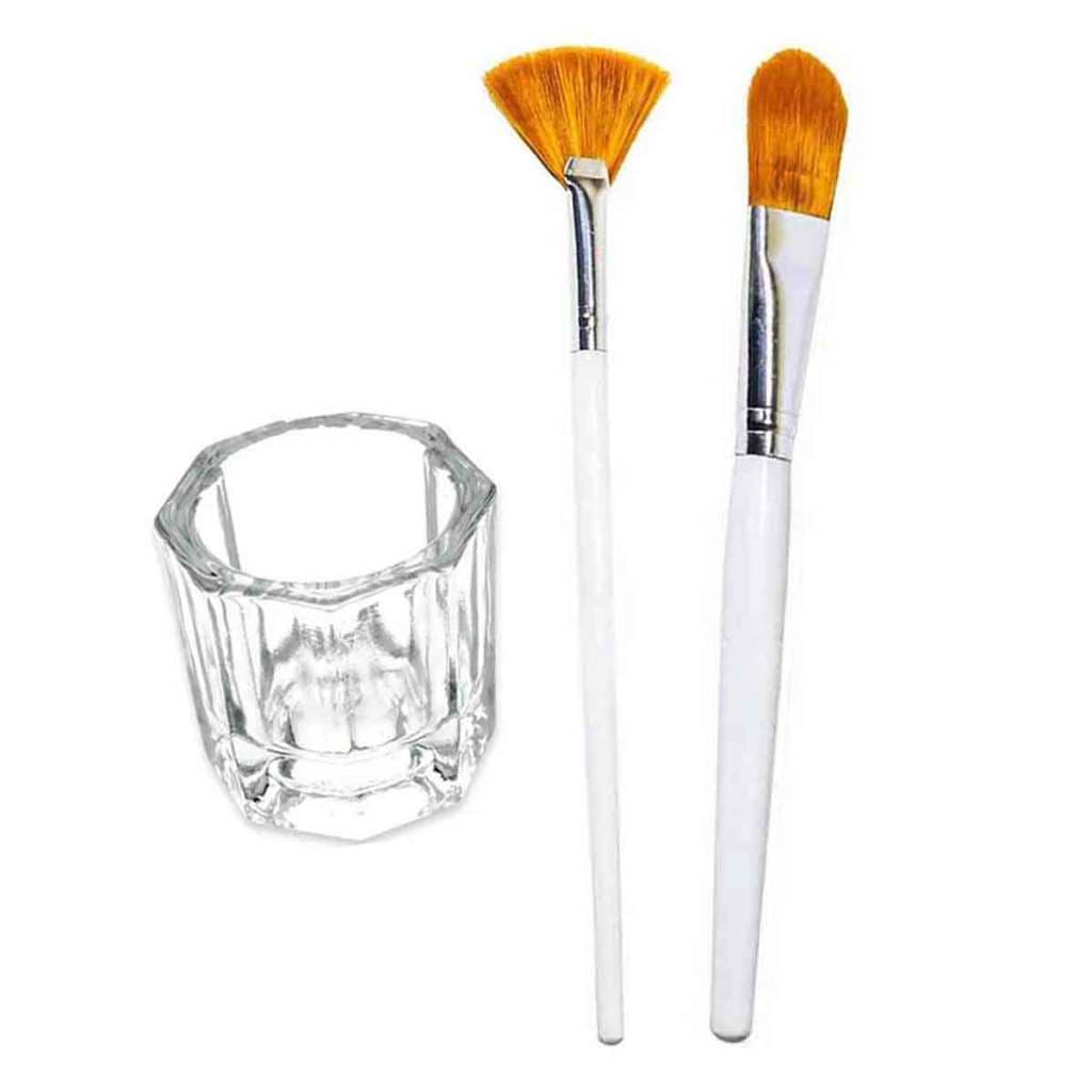 Kit Pincéis Cerdas de Seda Peeling Ácidos e Máscara Com Dapen Translúcido
