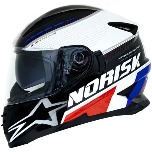 CAPACETE NORISK SOUL II FF302 GRAND PRIX FRANCE (FRANÇA) – Branco Azul e Vermelho
