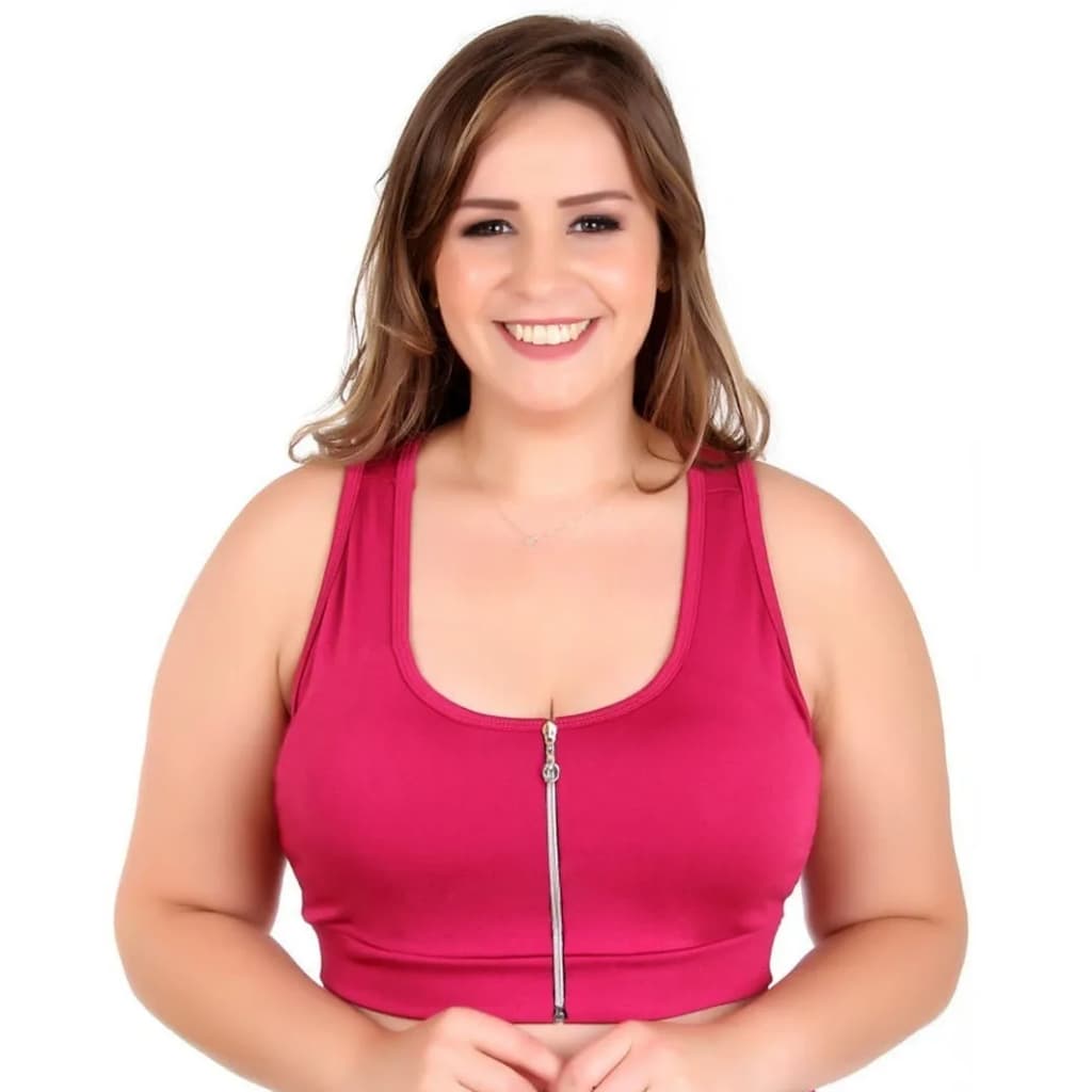Top Com Ziper E Bojo Removível Plus Size Em Suplex /Wolfox