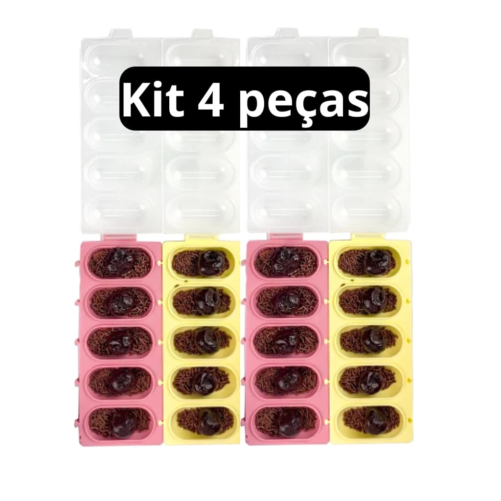 Kit 4 Chocalho Enrolador Para Confeitos De Brigadeiro Beijinho 5 Cavidades - Blue Star OFF//