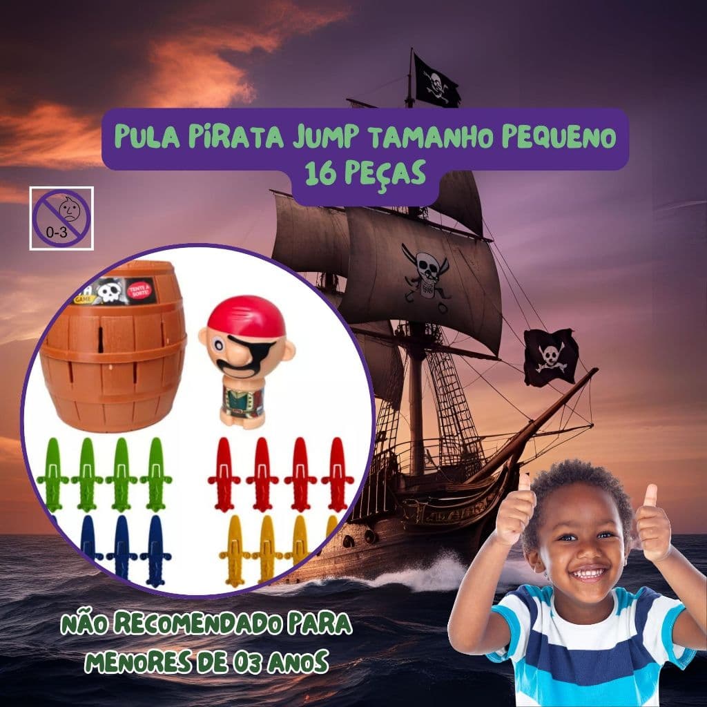 Pula Pirata Tamanho pequeno 16 peças Brinquedo Educativo crianças a partir de 3 anos presente