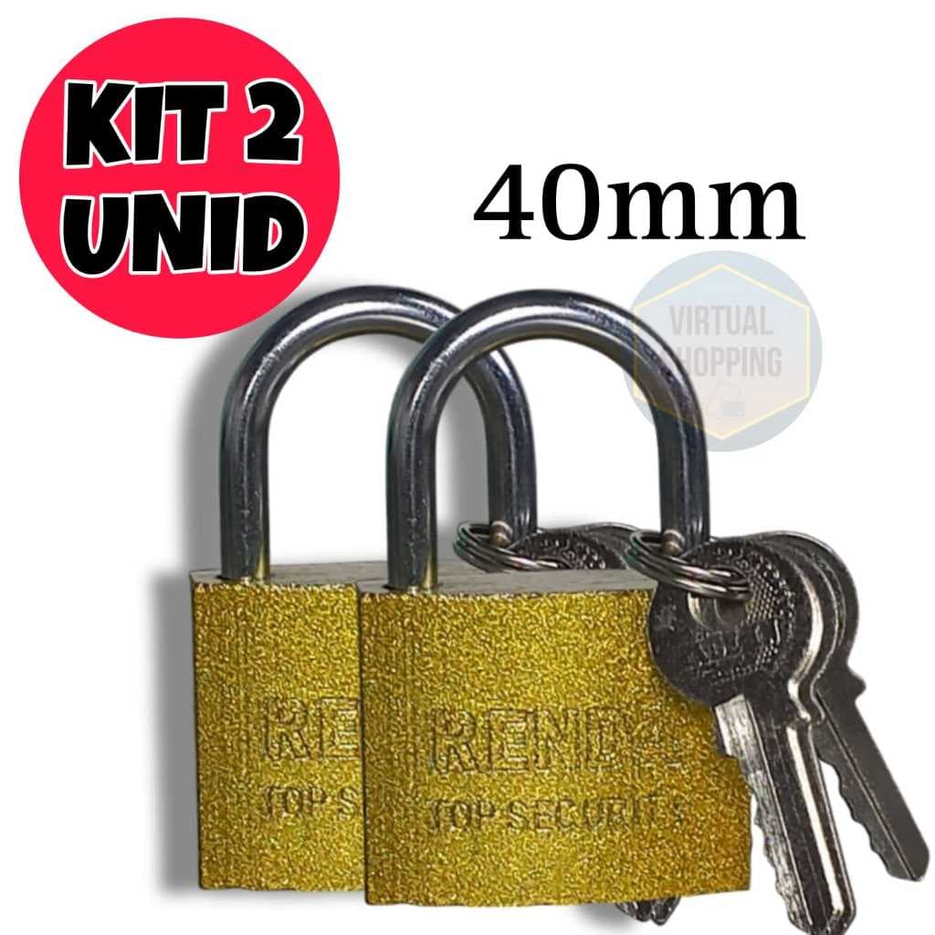 Cadeado reforçado 40mm com 3 chaves KIT 2 unid cadeado para portão, portas, armários  etc...