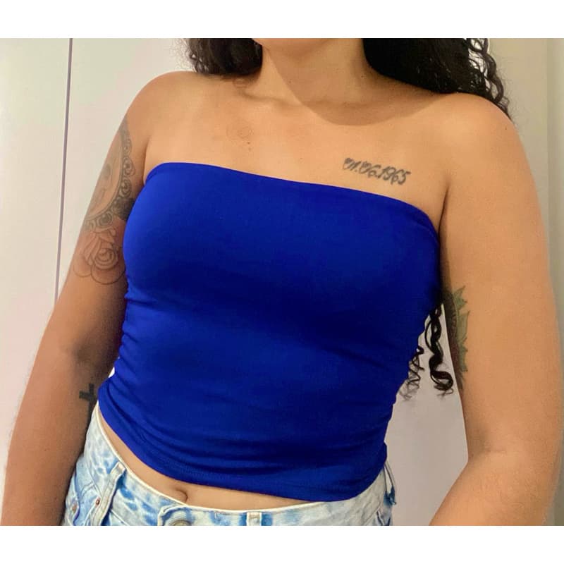 TOP TUBE CROPPED FAIXA FORRADO TOMARA QUE CAIA