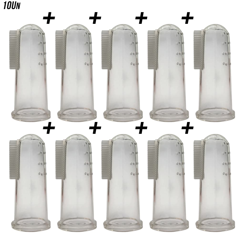 Kit 10 Escova De Dentes Infantil Dedeira De Dedo C/ Cerdas Macias De Silicone P/ Bebês